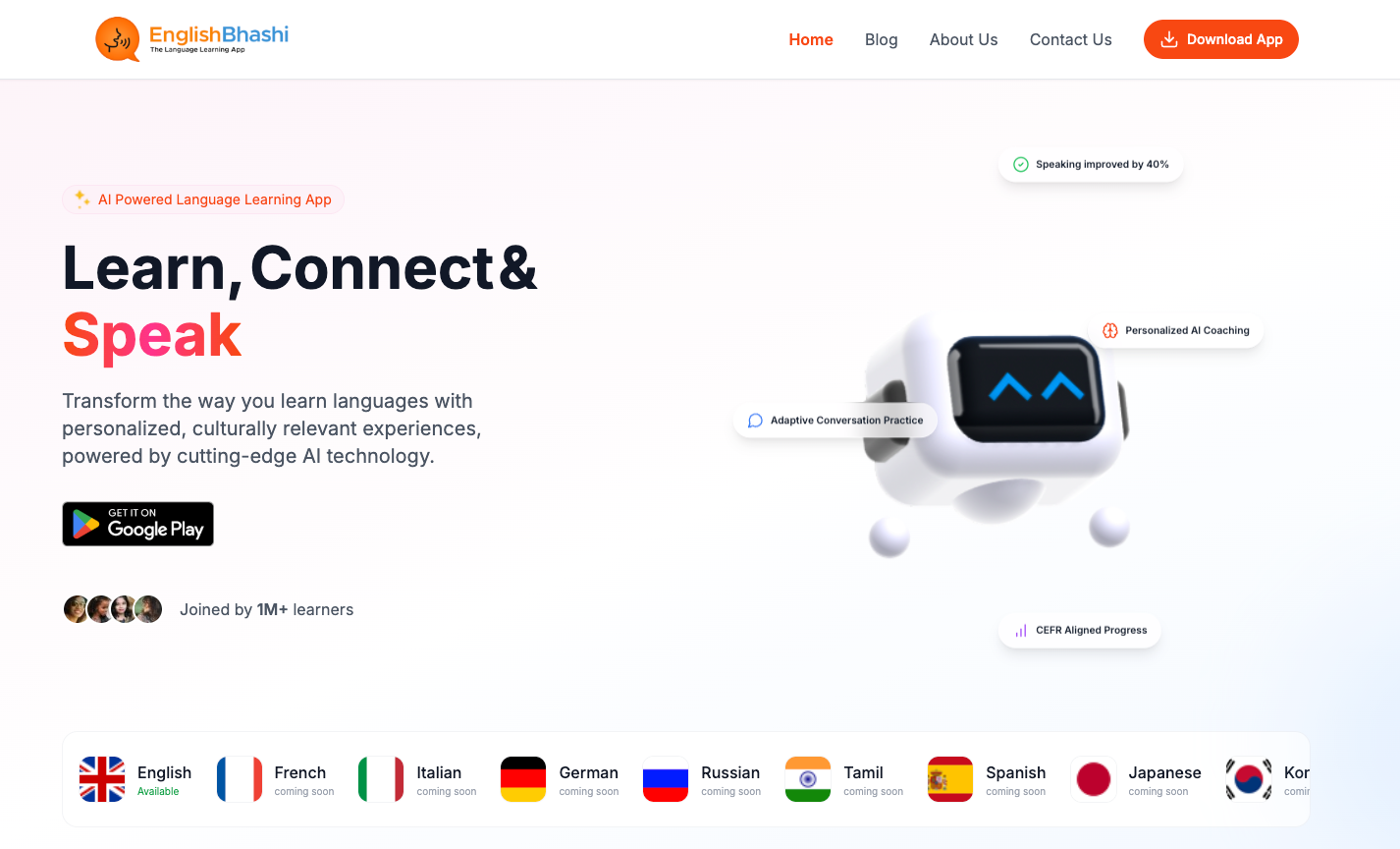 Preview of EnglishBhashi.com homepage